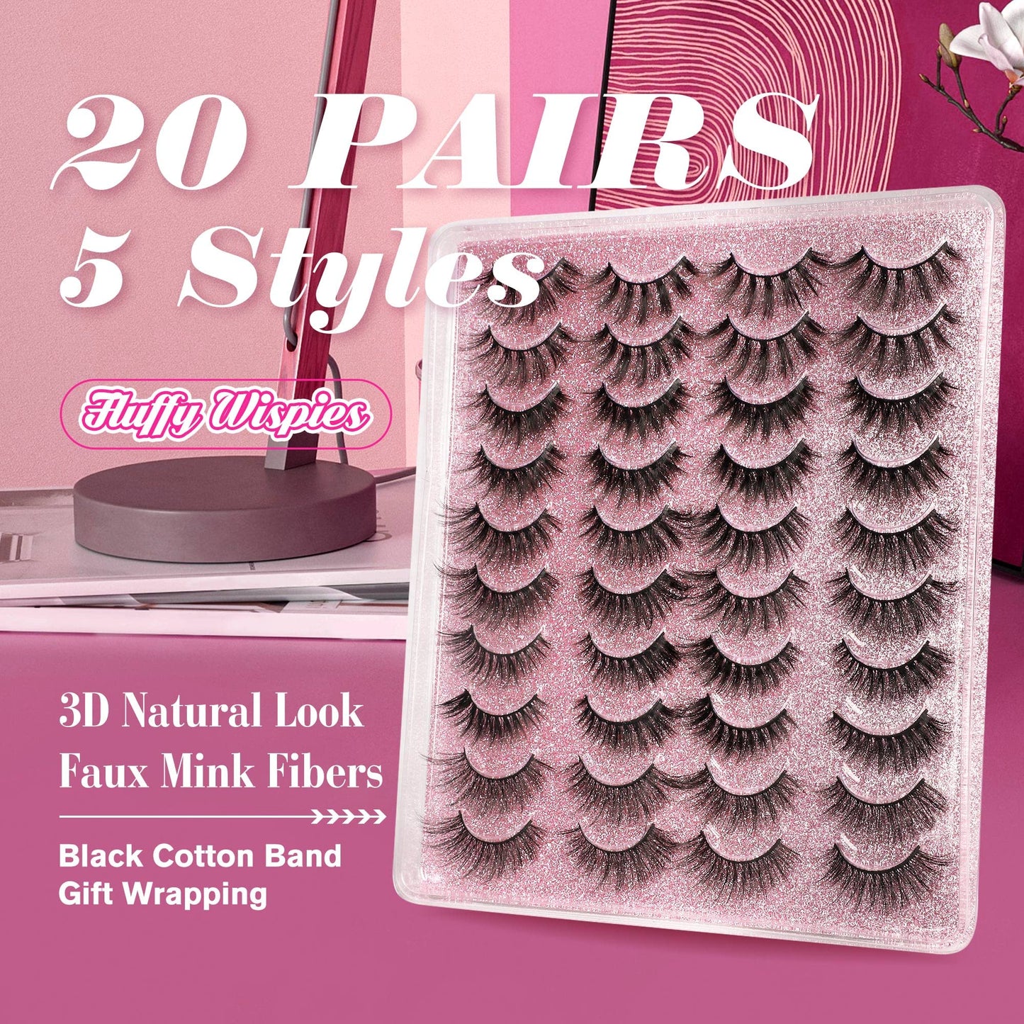 20 Pairs per pack 3D Faux Mink Lashes 16-20MM